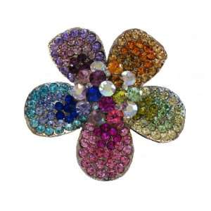  Katwalk Divaz Rhinestone Flower Stretch Ring Jewelry