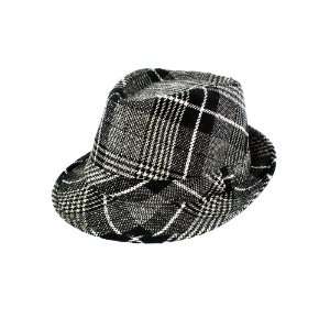  Faddism Fashion Fedora Hat Features Black and Gray Plaid 