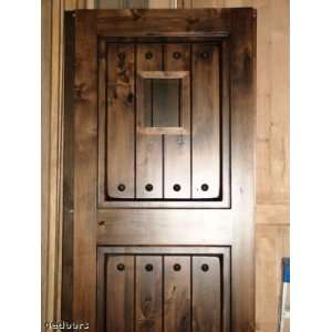  Knotty Alder Rustic Entry Door   36 x 80 2 Panel Square 