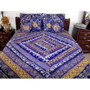  Blue Purple Decorative India Bedding Bedspread Ensemble 