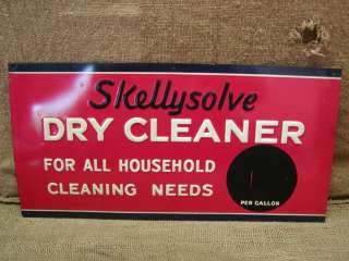 Vintage Skellysolve Dry Cleaning Sign Antique Old Skelly Oil Gas Store 