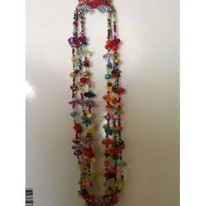  Multi Color Sparkling Various Stone Necklace with Earrings 