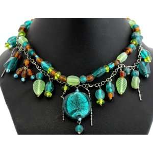  Multi color Glass Beaded Necklace with Charm   Beaded 