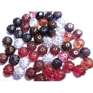  30 Antique Rondell Glass Beads 10mm Assorted Colors: Arts 