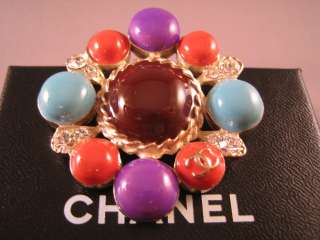 Auth CHANEL 07A Byzantine Multicolor Cross Pin Brooch  