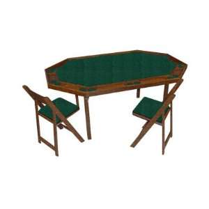   Spanish Oak Poker Table with Bottle Green Fabric