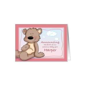  Harper   Teddy Bear Birth Announcement Card: Health 