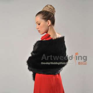 New Black Faux Fur Stole Wrap shawls Shrug for Wedding Evening Dress 