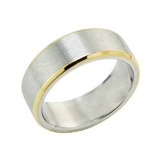 24. Stainless Steel Gold Tone Trim 7mm Band Ring   Men by Dahlia