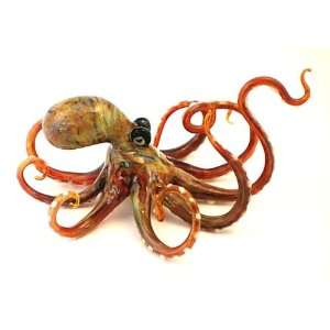 Small Amber Art Glass Octopus 