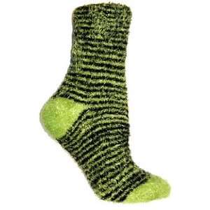   Womens Fuzzy Socks Super Soft   Black & Lime Green: Everything Else