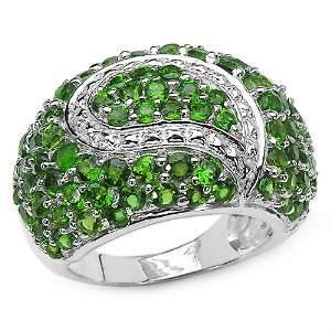    4.50 Carat Genuine Chrome Diopside .925 Silver Ring Jewelry