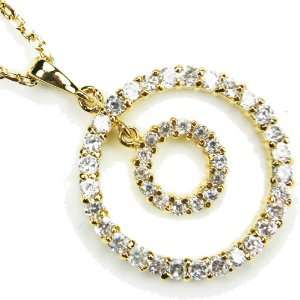  CZ Circles Necklace, Goldtone, Diamond Colored CZs, 18 