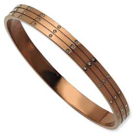 Chisel® Stainless Chocolate Plate CZ Woman 7 Bracelet  