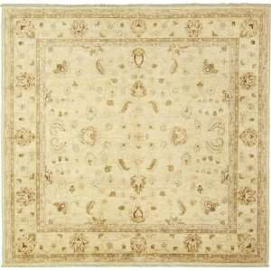 Ivory Hand Knotted Wool Ziegler Square Rug:  Home 