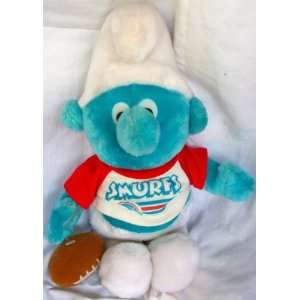   Plush Stuffed 12 Vintage Smurf Football Player Doll Toy Toys & Games