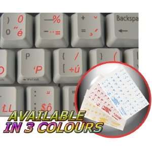  SLOVAK KEYBOARD STICKERS WITH RED LETTERING ON TRANSPARENT 