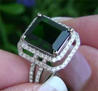 Estate 6.53 ct VVS Natural Chrome Diopside & Diamond Vintage Ring 14k 