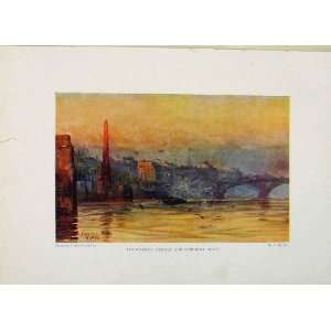  Cleopatras Needle And Somerset House London Old Print 