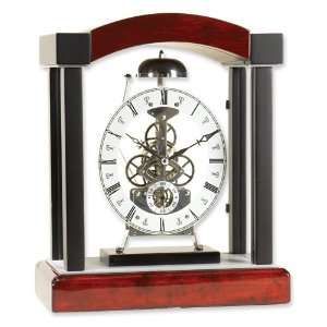  Rosewood and Silver Dial Skeleton Clock Jewelry