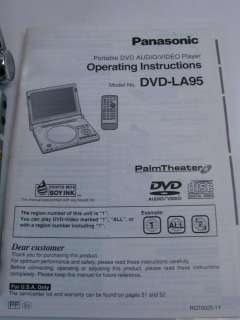 Panasonic Portable DVD Audio Video Player Model DVD LA95 Ram Playback 