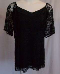 Silhouettes Womens Clothes STRETCH LACE TUNIC TOP Size 3X, Black 