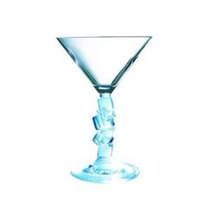  Blue Ice Cube Stem Cocktail/Martini Glass 7 Oz.   6 1/2 