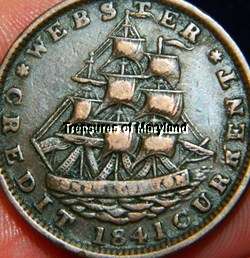 OLD US COINS 1841 SAILING SHIP HARD TIMES TOKEN  