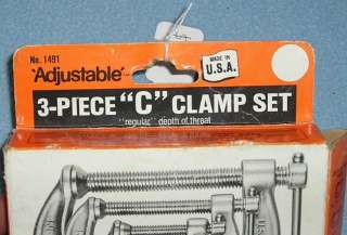 Adjustable Clamp Co. 3 Piece C Clamp Set No. 1491  