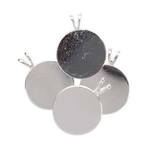  Fuseworks Jewelry Findings 11/16 Silver Pendant Round, 4 