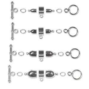 Kumihimo Bullet Silver Plate Toggle Clasp Bail Jump Rings 