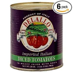 DeLallo Diced Tomatoes, Italian, Imported, 28 ounces (Pack of6)