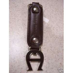 Etienne Aigner Signature Brown Leather Key Fob