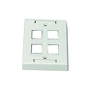 White 4 Port Keystone Wall Plate for Snap In Bezel Unloaded with Icons 