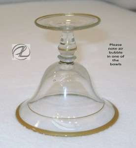 Sherbet Bowl Glass Vintage Dessert Bowls SET of SIX Gold Trim Large 