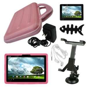 :Pink Silicone Skin Case + Clear Screen Protector + 10.2 Inch Laptop 