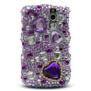   Blackberry Curve 8330 Case   Large Purple Silver Hearts Diamond