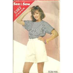 Misses Top & Shorts Butterick See & Sew Sewing Pattern 5382 (Size B 