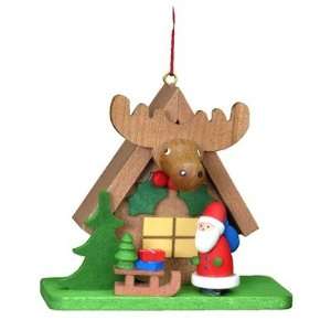  Ulbricht Wooden Santa and Sled with Elk Ornament