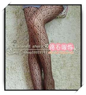 Lace Pattern Feather Fishnet Tights Pantyhose y27 black  