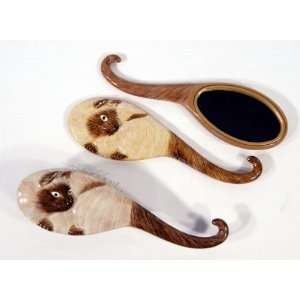    Handpainted Siamese Cat Hair Brush Mirror Set (Set of 2): Beauty