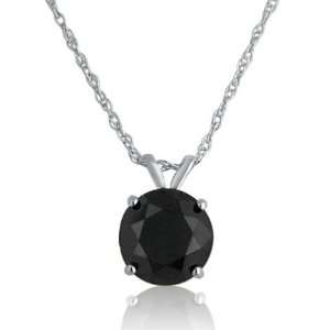   : 14k White Gold Black Diamond Pendant (3ct ) 18in Necklace: Jewelry