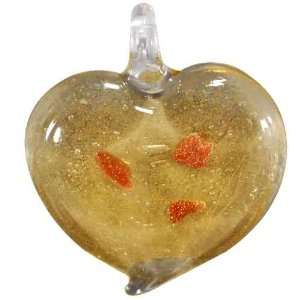  Murano Glass Red And Gold Heart Pendant Necklace: Pugster 