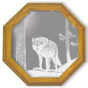  Shadow Hunter Wolf Etched Glass Octagon Mirror: Home 