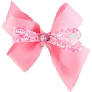   Genuine Lexa Lou Layered Pink and Princess Crown Boutique Bow: Beauty