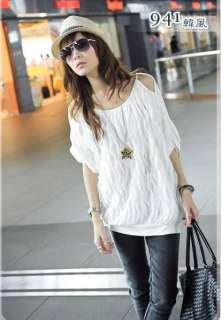   shirts Casual Sexy Shoulder Cool Wave Strings Top Tshirt Tops  