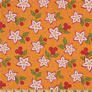  44 Wide Veranda Flower Designs Garden/Orange Fabric By 