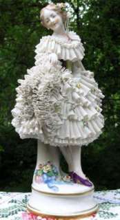 Large Sitzendorf Dresden porcelain Lace Ballerina figurine 13 Tall 