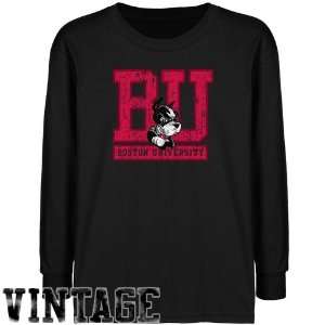  NCAA Boston Terriers Youth Black Distressed Logo Vintage T 