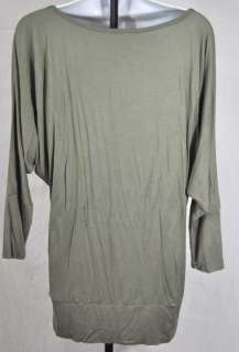   Dolman 3/4 Sleeve Top Moss Green Scoop Neck Shirt Size XL  